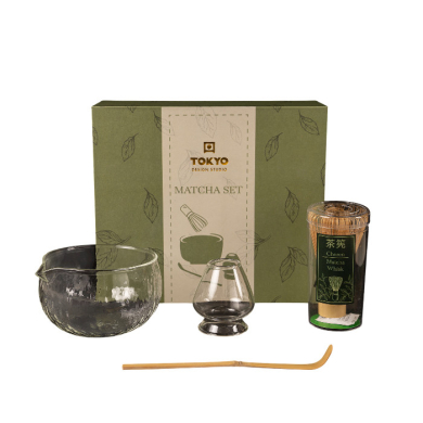TDS, Matcha Bowl Giftset , Glass, 4-piece set, 12.5 x 7.5 cm, Item No. 37203