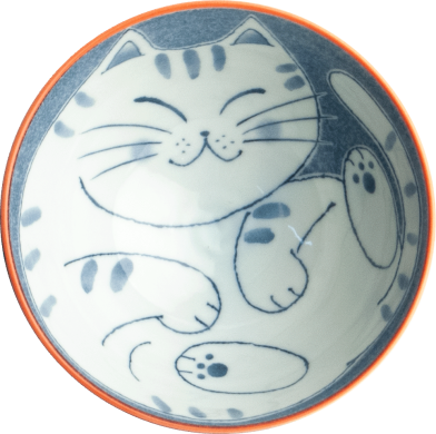 EDO Japan, Schale, Rot/Blau Cat, Ø 14 x 6,5 cm, Art.-Nr. 6041268