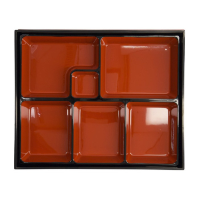 Bentobox Rot/Schwarz, ABS-Lack, 30 × 24 cm, Art.-Nr. 4153
