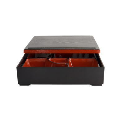 Bentobox Rot/Schwarz, ABS-Lack, 25,5 × 25,5 cm, Art.-Nr. 4193