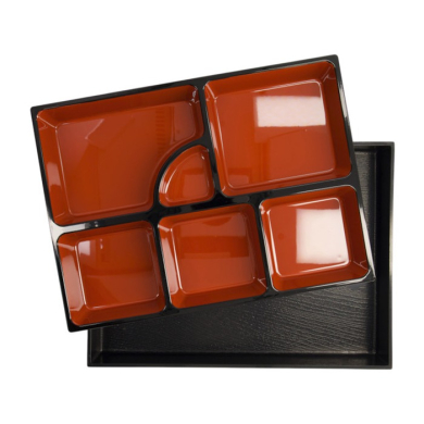 Bentobox Rot/Schwarz, ABS-Lack, 35 × 26 cm, Art.-Nr. 4655