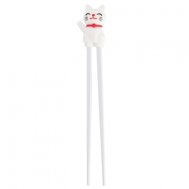 TDS, Kids-Chopsticks , Kitchenware, 22 cm, Lucky Cat, White - Item No. 4661