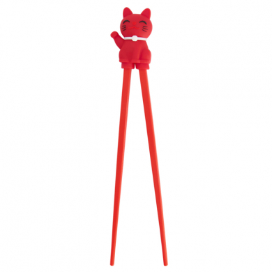 TDS, Kids-Chopsticks , Kitchenware, 22 cm, Lucky Cat, Red - Item No. 4663