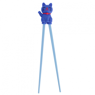 TDS, Kids-Chopsticks , Kitchenware, 22 cm, Lucky Cat, Blue - Item No. 4664