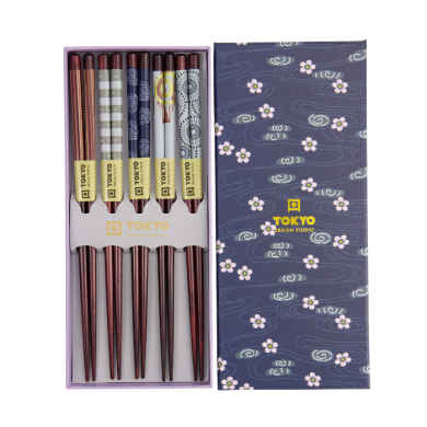 TDS, Chopstick Set, Mixed Designs, 5 pair, Item No. 4800