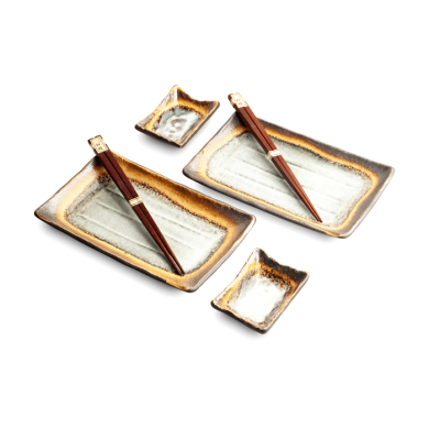 EDO Japan, Sushi Set, Brown/Black, 6 Stk, 22x12,5x2 cm, Art.-Nr. 6044178