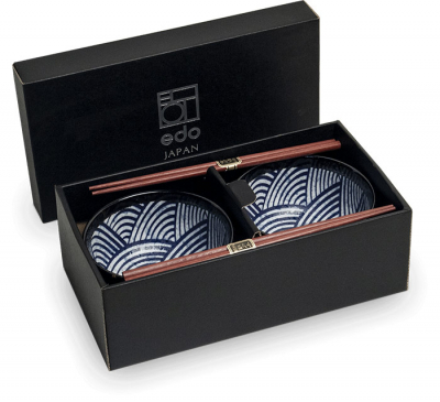 2 Bowl set Japanese wave Ø 13 cm | H7 cm EDO Japan at g-HoReCa 