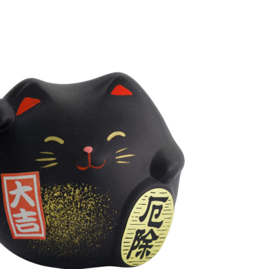 TDS, Lucky Cat, Decoration, Black, 5.5 cm - Item No. 6119