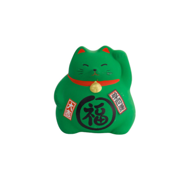 TDS, Lucky Cat, Decoration, Green, 9 cm - Item No: 6131