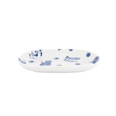TDS, Ovale Teller, Kawaii Hananeko Cat, Blau, 18,7x12,8x2,5cm - Art Nr. 61694