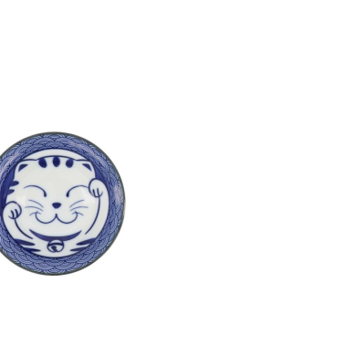 Saucenschale Kawaii Lucky Cat Neko Seikaiha-Neko Blue, Porzellan, Ø 11,5 × 4 cm, Art.-Nr. 617645