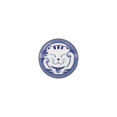 Saucenschale Kawaii Lucky Cat Neko Seikaiha-Neko Blue, Porzellan, Ø 12 × 2 cm, Art.-Nr. 617652