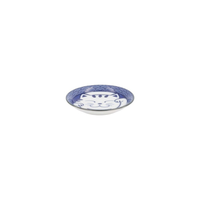 Saucenschale Kawaii Lucky Cat Neko Seikaiha-Neko Blue, Porzellan, Ø 12 × 2 cm, Art.-Nr. 617652