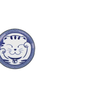 Saucenschale Kawaii Lucky Cat Neko Seikaiha-Neko Blue, Porzellan, Ø 12 × 2 cm, Art.-Nr. 617652