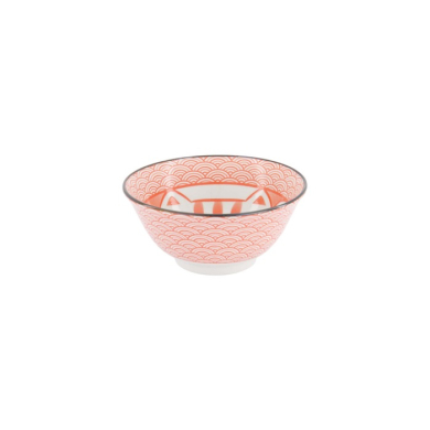 Tayo Bowl Kawaii Lucky Cat Neko Seikaiha-Neko Red, Porcelain, Ø 15 × 7 cm, 550 ml, Item No. 617669