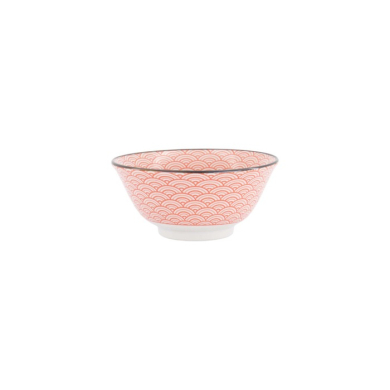 Tayo Bowl Kawaii Lucky Cat Neko Seikaiha-Neko Red, Porcelain, Ø 15 × 7 cm, 550 ml, Item No. 617669