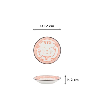 Saucenschale Kawaii Lucky Cat Neko Seikaiha-Neko Red, Porzellan, Ø 12 × 2 cm, Art.-Nr. 617713