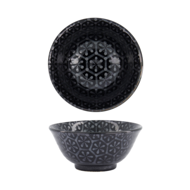 TDS, Tayo Bowl, Kuromonyo Hana Kikko, Black, Ø 15x7cm 550ml, Item No. 617942