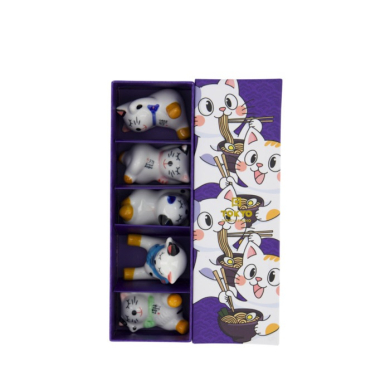Essstäbchenablagen-Set Kawaii Ramen Cat Bunt, 5-tlg., Porzellan, Art.-Nr. 618055