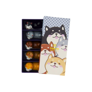 Essstäbchenablagen-Set Kawaii Shiba Bunt, 5-tlg., Porzellan, Art.-Nr. 618062
