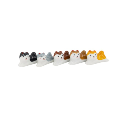 Essstäbchenablagen-Set Kawaii Shiba Bunt, 5-tlg., Porzellan, Art.-Nr. 618062