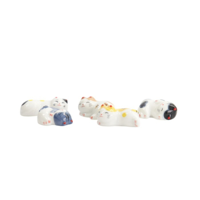 Essstäbchenablagen-Set Kawaii Sleeping Cat Bunt, 5-tlg., Porzellan, Art.-Nr. 618079