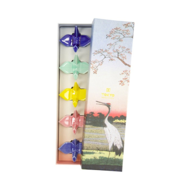 Essstäbchenablagen-Set Kawaii Origami Crane Bunt, 5-tlg., Porzellan, Art.-Nr. 618086