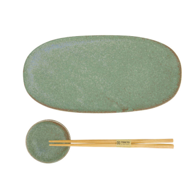 TDS, Sushi Set, Vert Sauge, 2-tlg. mit Essstäbchen, Art.-Nr. 619472