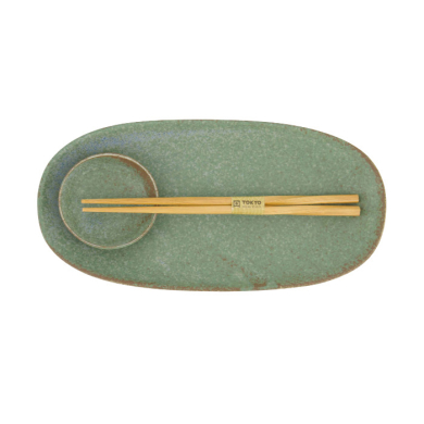 TDS, Sushi Set, Vert Sauge, 2-tlg. mit Essstäbchen, Art.-Nr. 619472