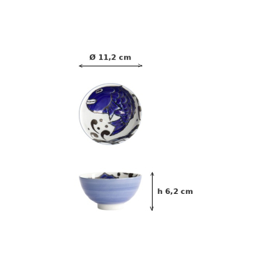 Bowl Seafood Snapper Blue, Porcelain, Ø 11.2 × 6.2 cm, 300 ml, Item No. 7563
