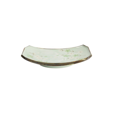 Sushi Plate Green Cosmos, Stoneware, 22 × 15 × 2.5 cm, Item No. 7805