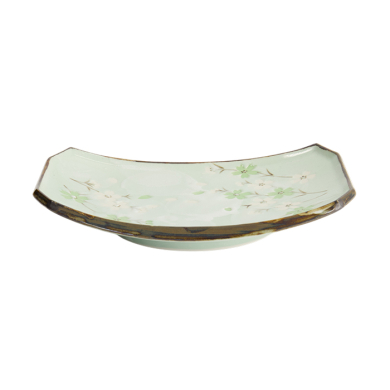 TDS, Plate, Green Cosmos, 22x15x2.5cm, Item No. 7805
