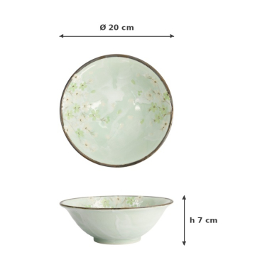 Noodle Bowl Green Cosmos Green, Stoneware, Ø 20 × 7 cm, 750 ml, Item No. 7810