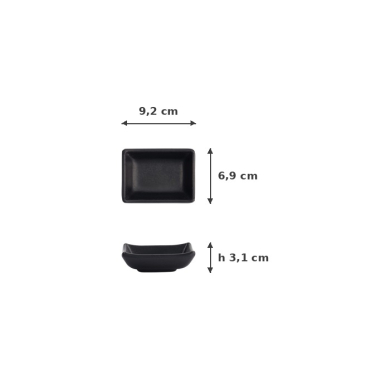 Saucenschale Schwarz, Melamin, 9,2 × 6,9 × 3,1 cm, 50 ml, Art.-Nr. 8017