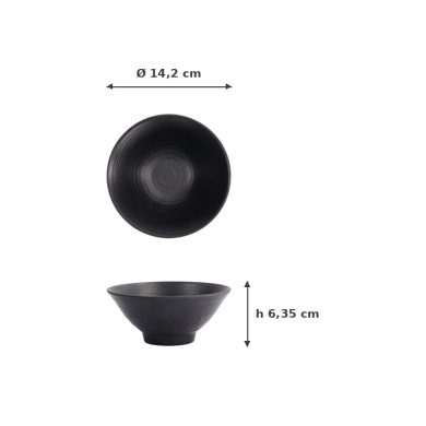 Reisschale Schwarz, Melamin, Ø 14,2 × 6,35 cm, 325 ml, Art.-Nr. 8024