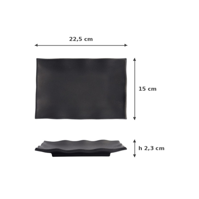 Servierplatte Zen Schwarz, Melamin, 22,5 × 15 × 2,3 cm, Art.-Nr. 8554
