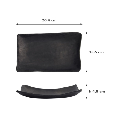 Sushi-Platte Zen Schwarz, Melamin, 26,4 × 16,5 × 4,5 cm, Art.-Nr. 8557