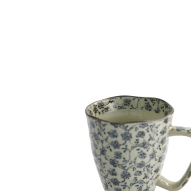 Mug Flower Blue, Stoneware, Ø 9 × 11 cm, 400 ml, Item No. 8894