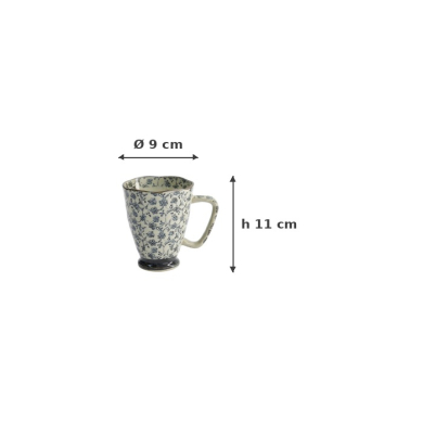 Mug Flower Blue, Stoneware, Ø 9 × 11 cm, 400 ml, Item No. 8894