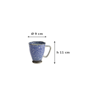 Mug Karakusa Blue, Stoneware, Ø 9 × 11 cm, 400 ml, Item No. 8895