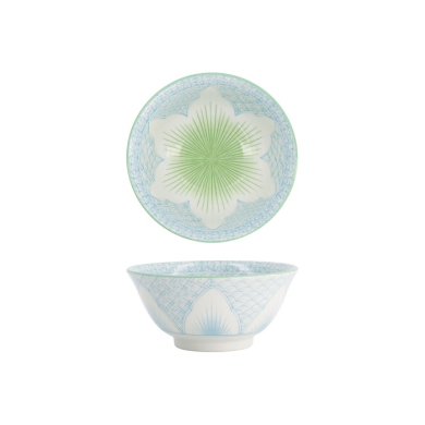 Tokyo Design Studio Rice Bowl Mixed Bowls Lily Flower Oriental HB Light Blue, Porcelain, Ø 14.8 × 6.8 cm, 550 ml