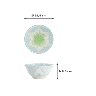 Rice Bowl Mixed Bowls Lily Flower Oriental HB Light Blue, Porcelain, Ø 14.8 × 6.8 cm, 550 ml, Item No. 8967