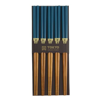 Bamboo Petrol 5 Paar Essstäbchen bei g-HoReCa 