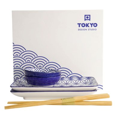 Tokyo Design Studio Sushi-Set Nippon Blue Weiß, 6-tlg., Porzellan