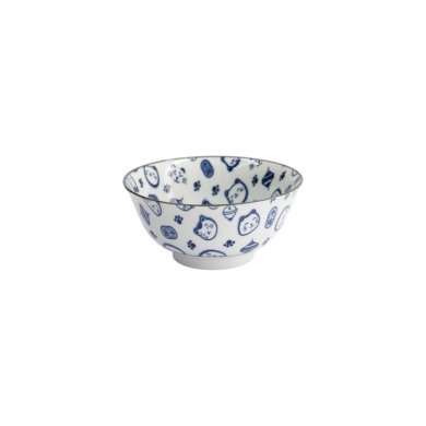 Reisschale Kawaii Lucky Cat Neko Blau (Weiß/Blau), Porzellan, Ø 14,8 × 7 cm, 500 ml, Art.-Nr. 15427