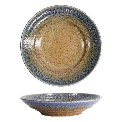 Tokyo Design Studio Deep Plate Mino Yaki Blue/Brown, Stoneware, Ø 28.5 × 6 cm, 1.3 l