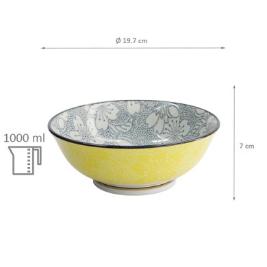 TDS, Tayo Bowl, Mixed Bowls Sakura, Black/Yellow, Ø 19.7 x 7 cm, 1000ml - Item No. 15470