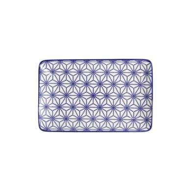 Sushi Plate Nippon Blue Stars Blue/White, Porcelain, 21 × 13.5 cm, Item No. 15610