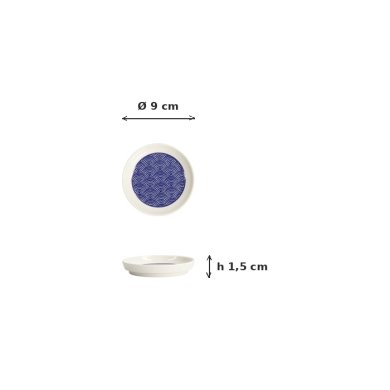 Teeuntersetzer Nippon Blue Dots, Porzellan, Ø 9 × 1,5 cm, Art.-Nr. 15639