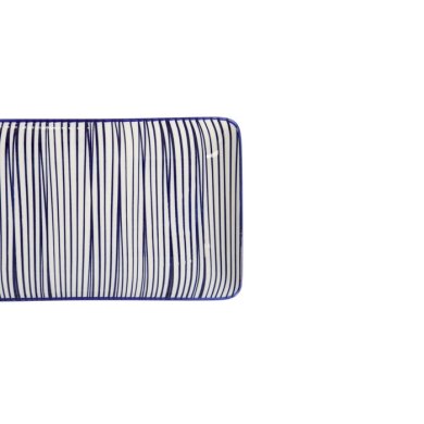 Sushi Plate Nippon Blue Lines Blue/White, Porcelain, 21 × 13.5 cm, Item No. 15986